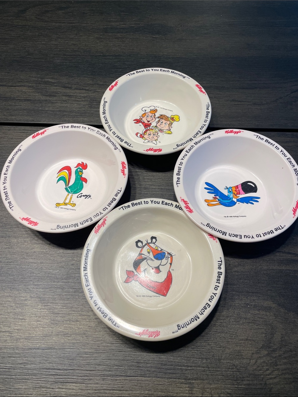 Vintage Kellogg's Cereal Character Bowl Set - White